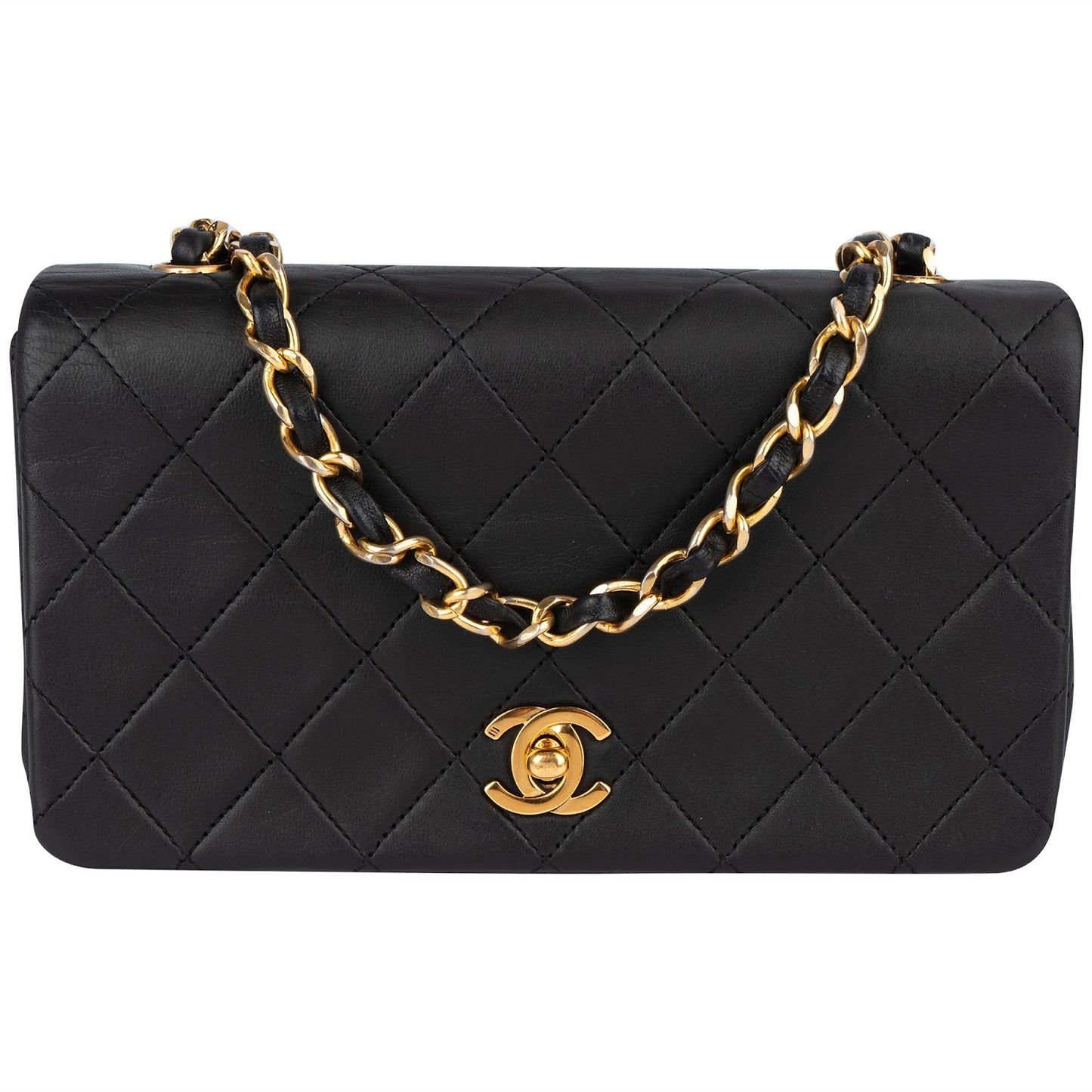 Chanel Quilted Lambskin 24K Gold Single Flap Crossbody Bag