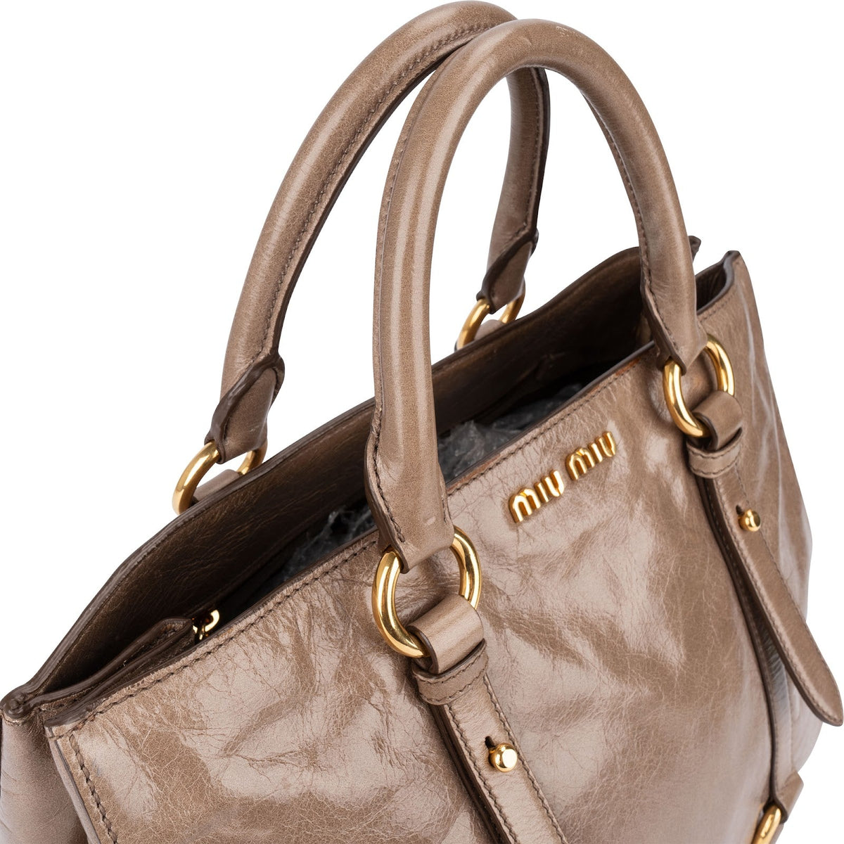 Miu Miu Vitello Lux Leather Tote Handbag