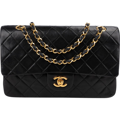 Chanel Quilted Lambskin Medium 24K Gold Double Flap Shoulder Bag