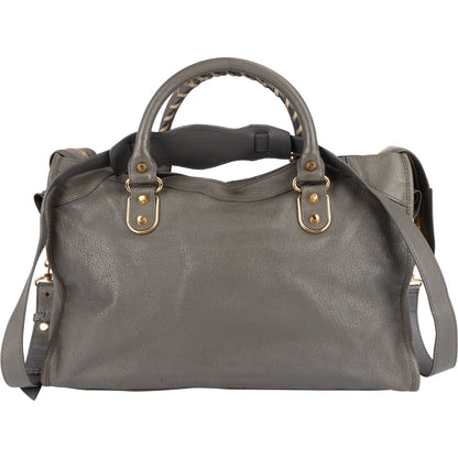 Balenciaga Grey Grained Leather City Handbag