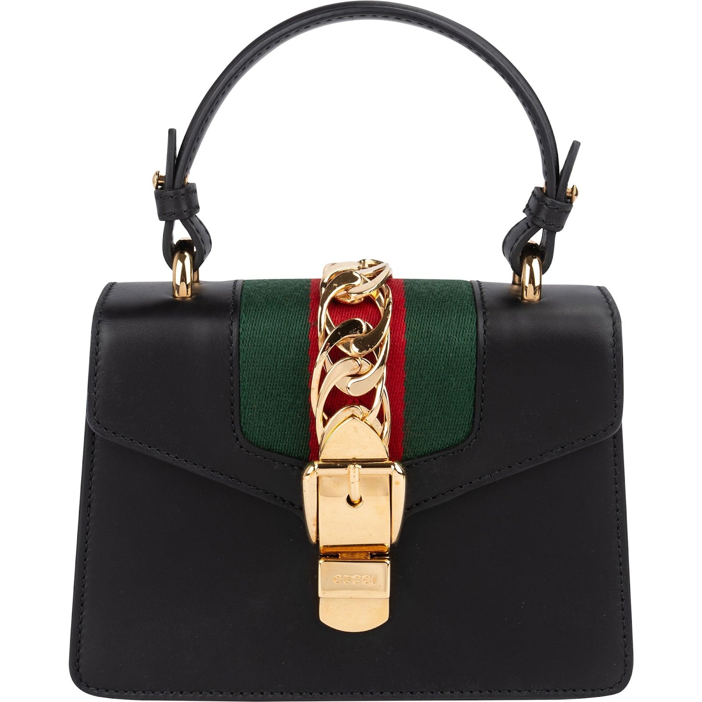 Gucci Black Leather Sylvie Sherry Line Handbag