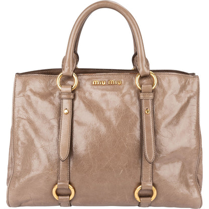 Miu Miu Vitello Lux Leather Tote Handbag