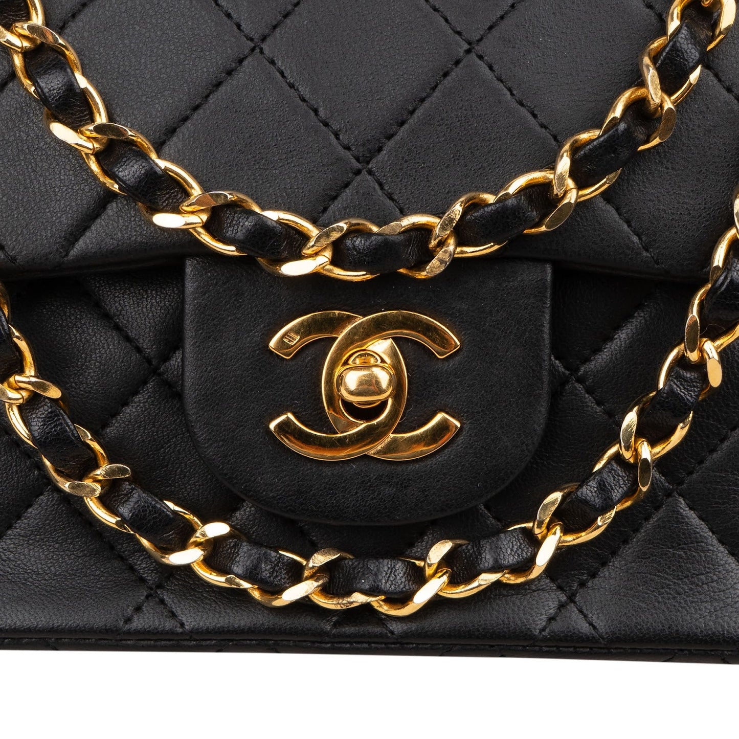 Chanel Quilted Lambskin Small 24K Gold Double Flap Shoulder Bag