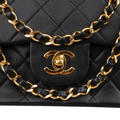 Chanel Quilted Lambskin Small 24K Gold Double Flap Shoulder Bag