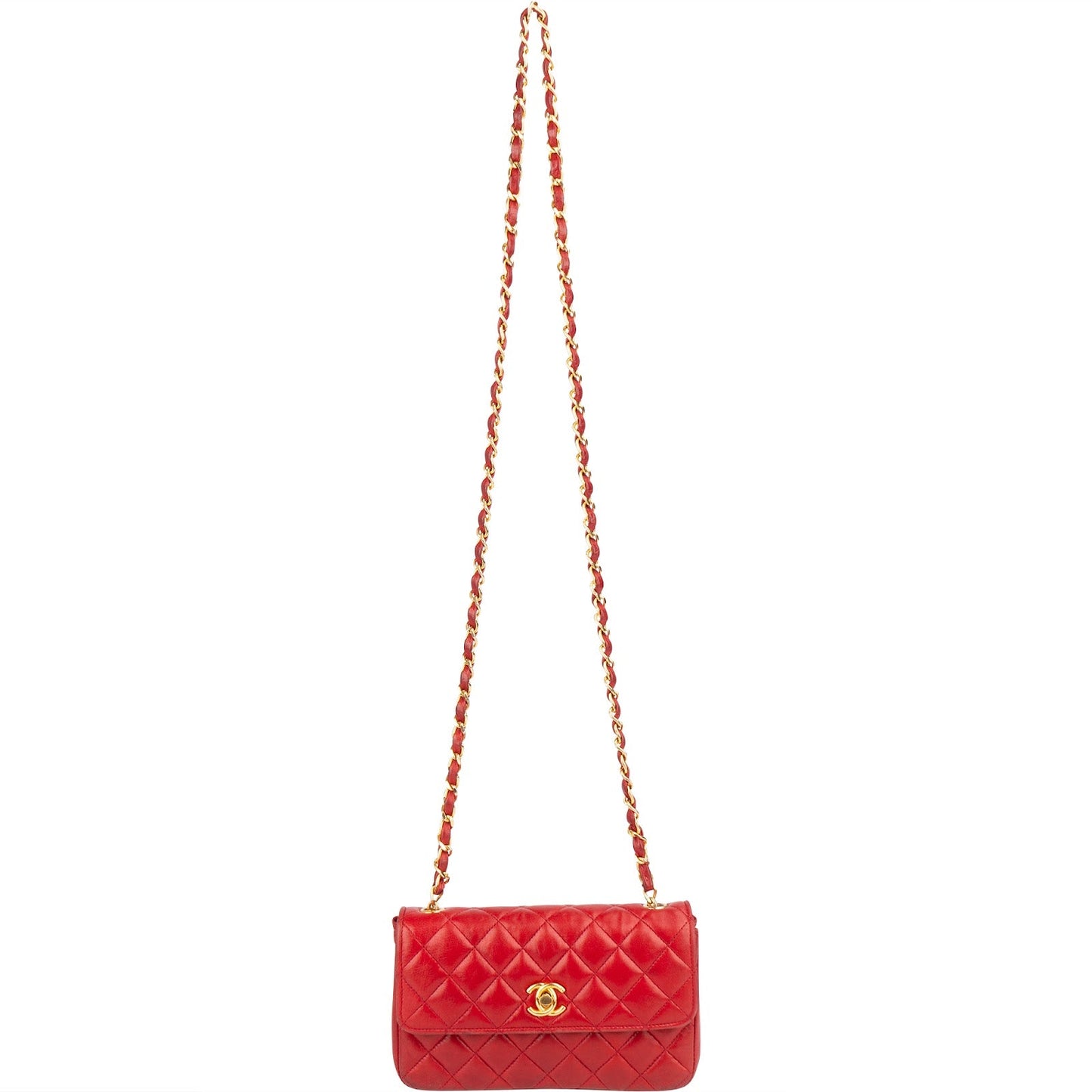 Chanel Quilted Lambskin 24K Gold Small Single Flap Crossbody Bag