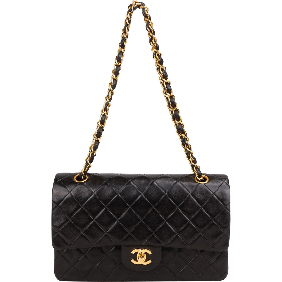 Chanel Quilted Lambskin 24K Gold Medium Double Flap Shoulder Bag
