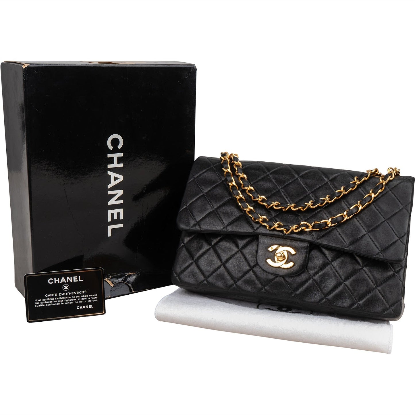 Chanel Quilted Lambskin Medium 24K Gold Double Flap Shoulder Bag