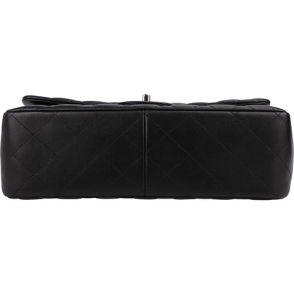 Chanel Quilted Lambskin Palladium Jumbo Double Flap Crossbody Bag