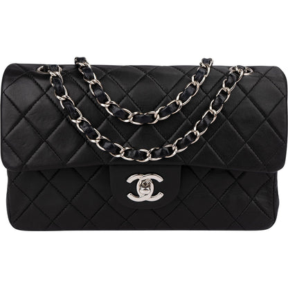 Chanel Quilted Lambskin Palladium Small Double Flap Shoulder Bag