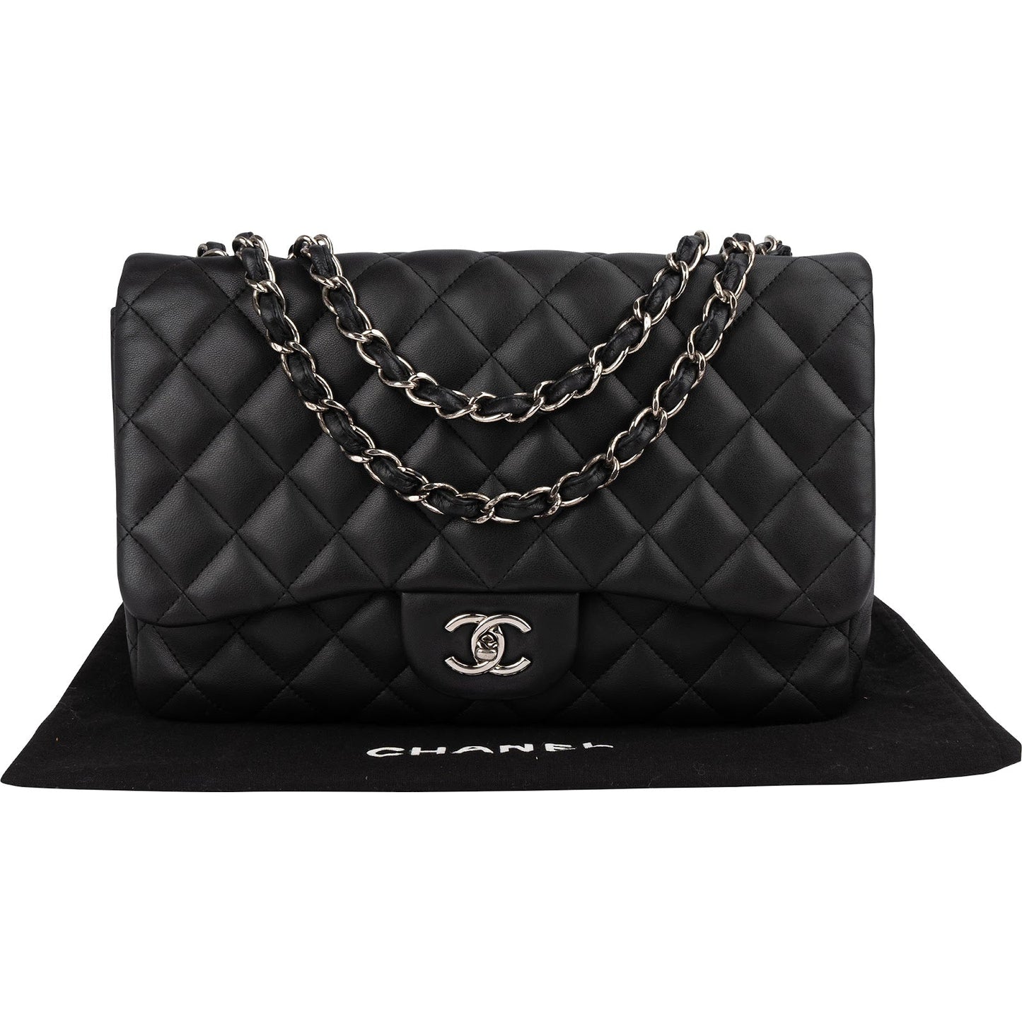 Chanel Quilted Lambskin Jumbo Single Flap Crossbody Bag