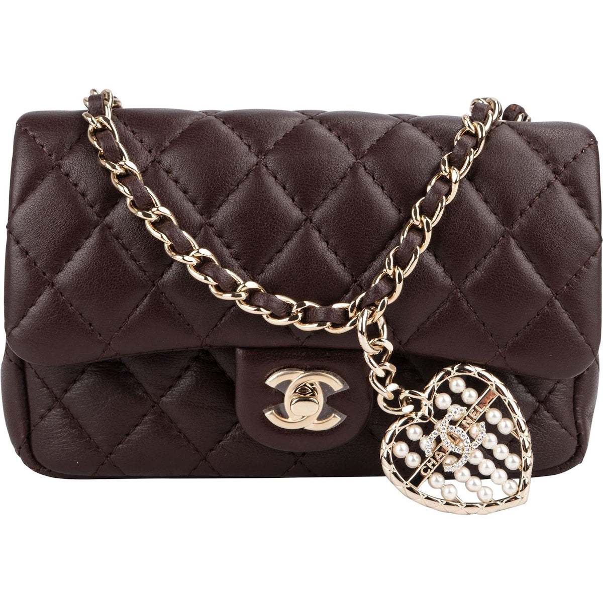Chanel Quilted Lambskin Extra Mini Miniatur Double Flap Pendant Bag
