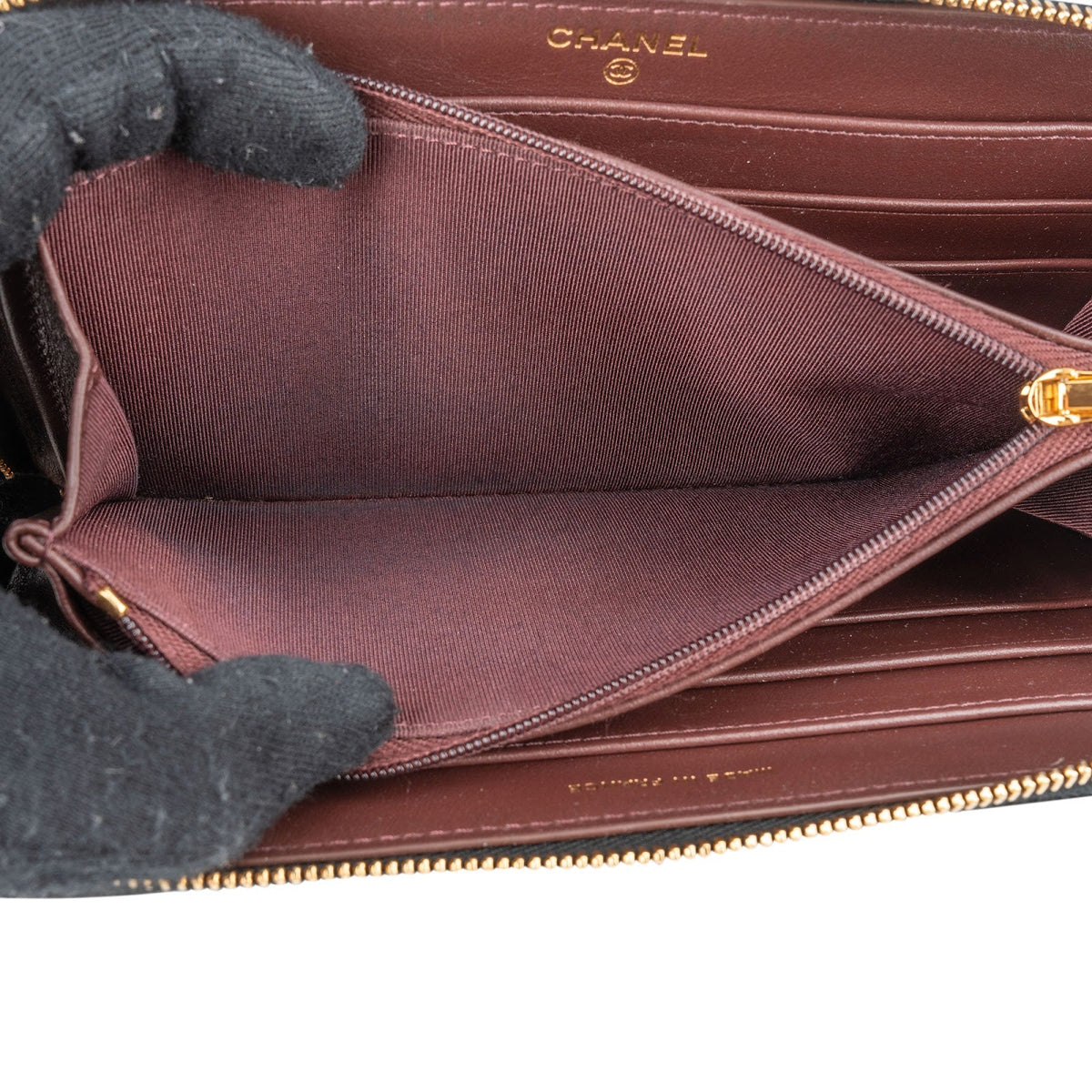 Chanel Quilted Caviar Leather Classic Long Zip Around Wallet
