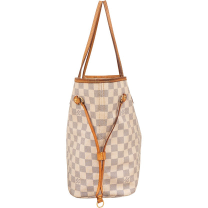 Louis Vuitton Monogram Damier Azur Canvas Neverfull MM Shoulder Bag
