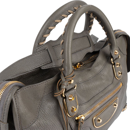 Balenciaga Grey Grained Leather City Handbag