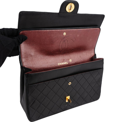 Chanel Quilted Lambskin 24K Gold Double Flap Shoulder Bag