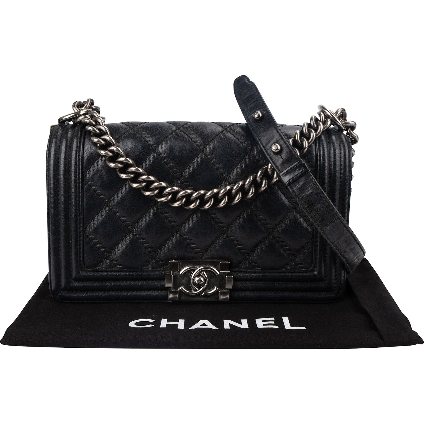 Chanel Aged Quilted Calfskin Medium Boy Crossbody Bag