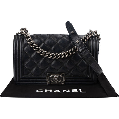 Chanel Aged Quilted Calfskin Medium Boy Crossbody Bag
