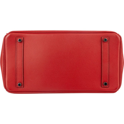 Hermès Rouge Epsom Leather Palladium Birkin 35 Handbag