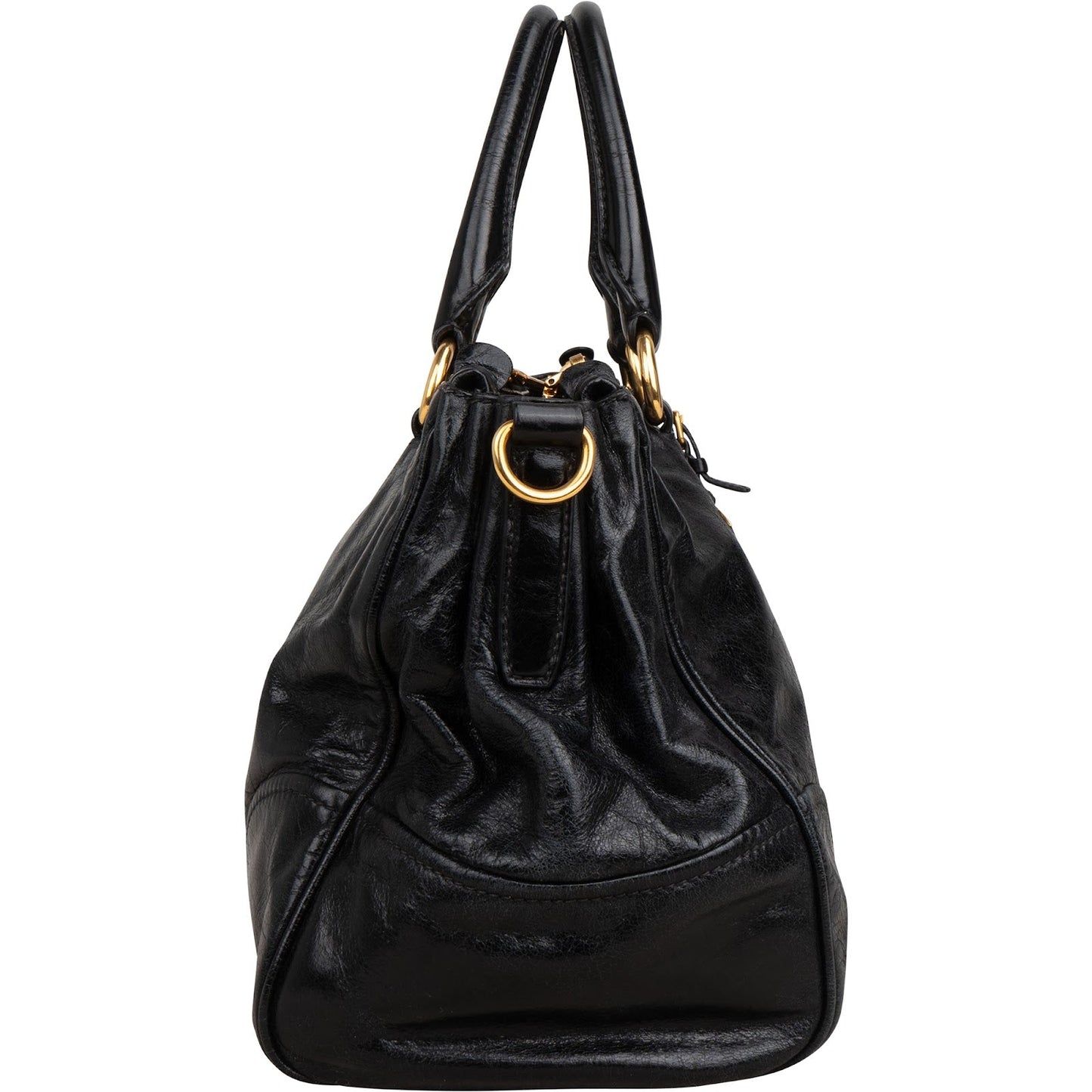 Prada Vitello Shine Leather Bauletto Handbag