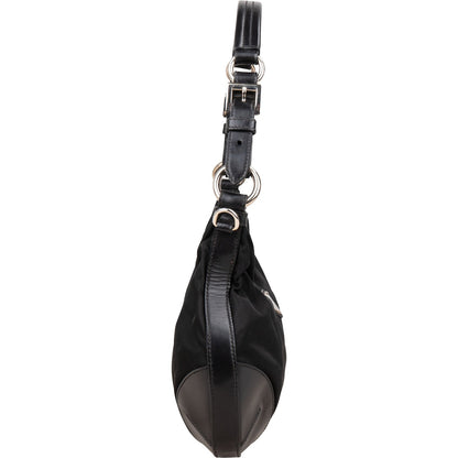 Prada Tessuto and Leather Triangle Hobo Shoulder Bag