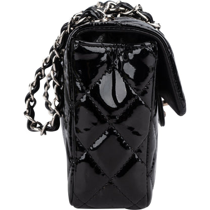 Chanel Quilted Patent Leather East West Single Flap Shoulder Bag