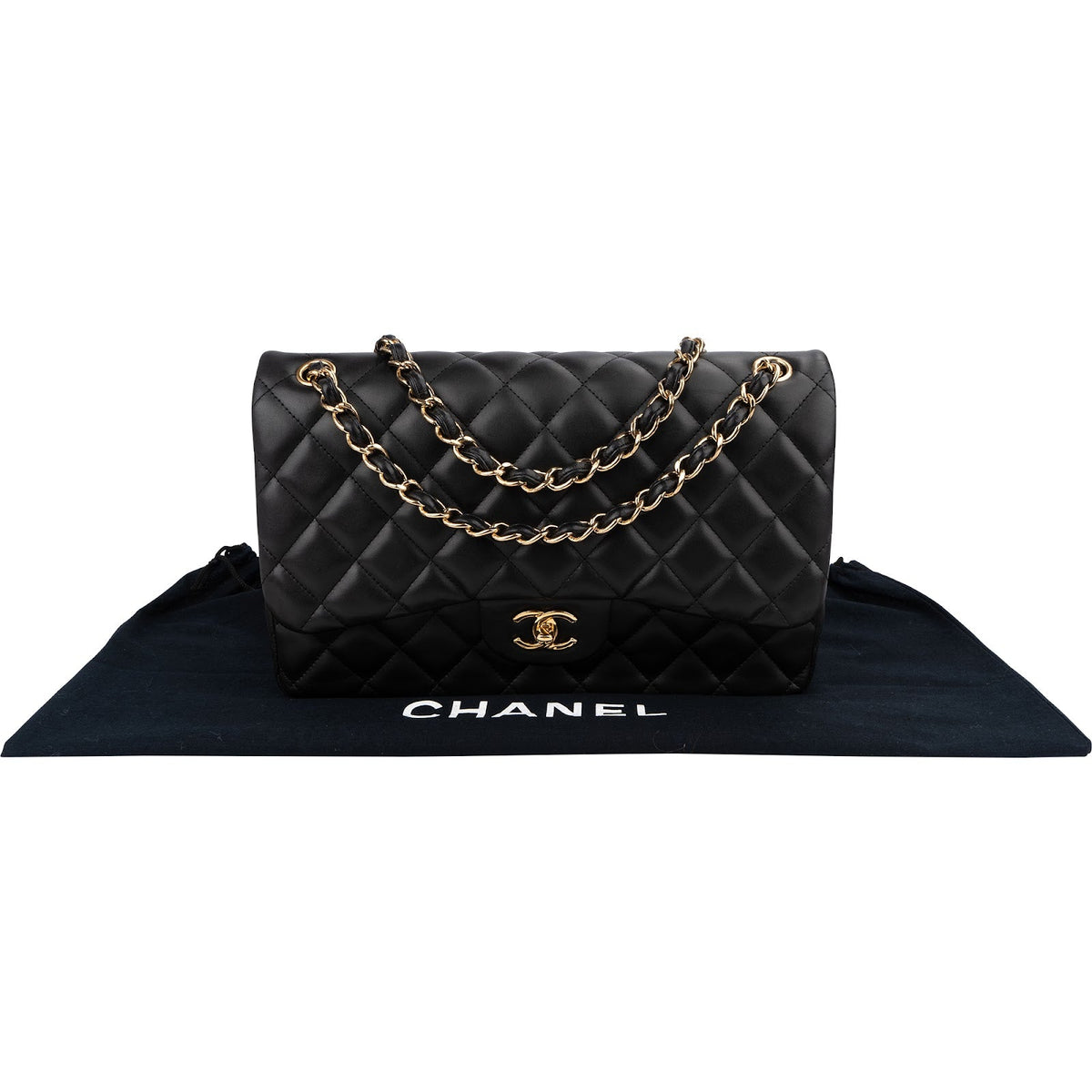 Chanel Quilted Lambskin Jumbo Double Flap Crossbody Bag
