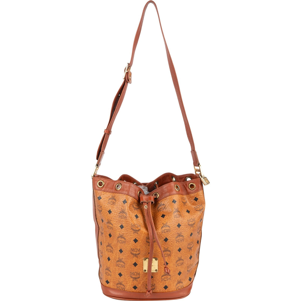 MCM Monogram Visetos Drawstring Bucket Crossbody Bag