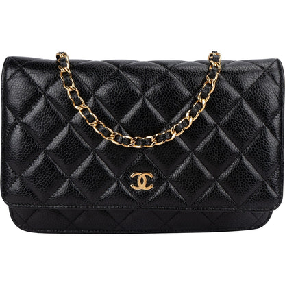 Chanel Quilted Caviar Leather Wallet On Chain Crossbody Bag