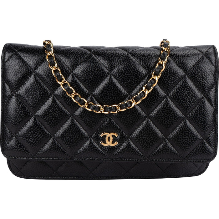 Chanel Quilted Caviar Leather Wallet On Chain Crossbody Bag