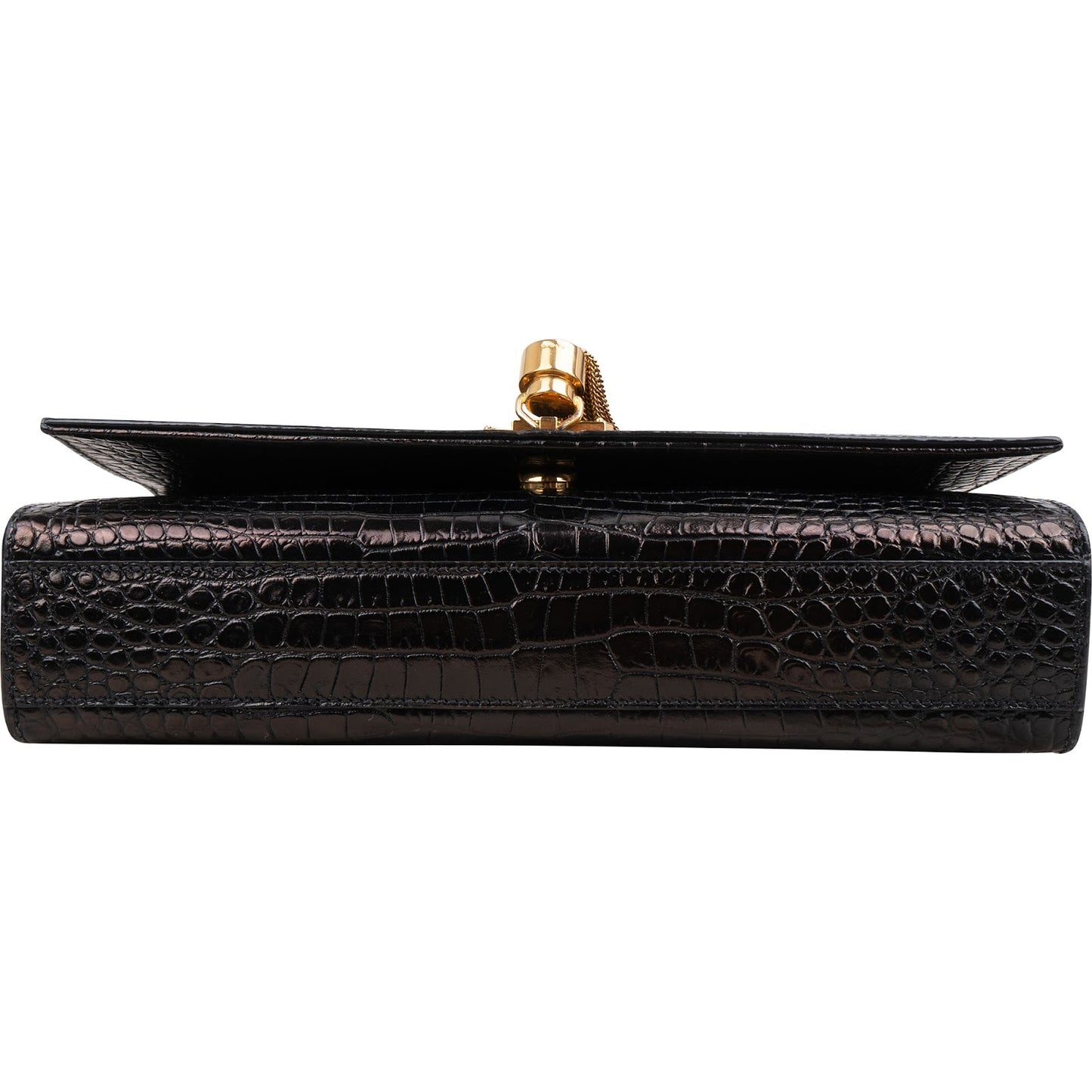 Saint Laurent Croc-Embossed Leather Kate Tassel Chain Crossbody Bag
