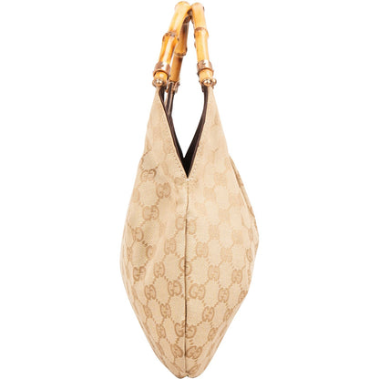 Gucci Monogram GG Canvas Bamboo Handle Handbag