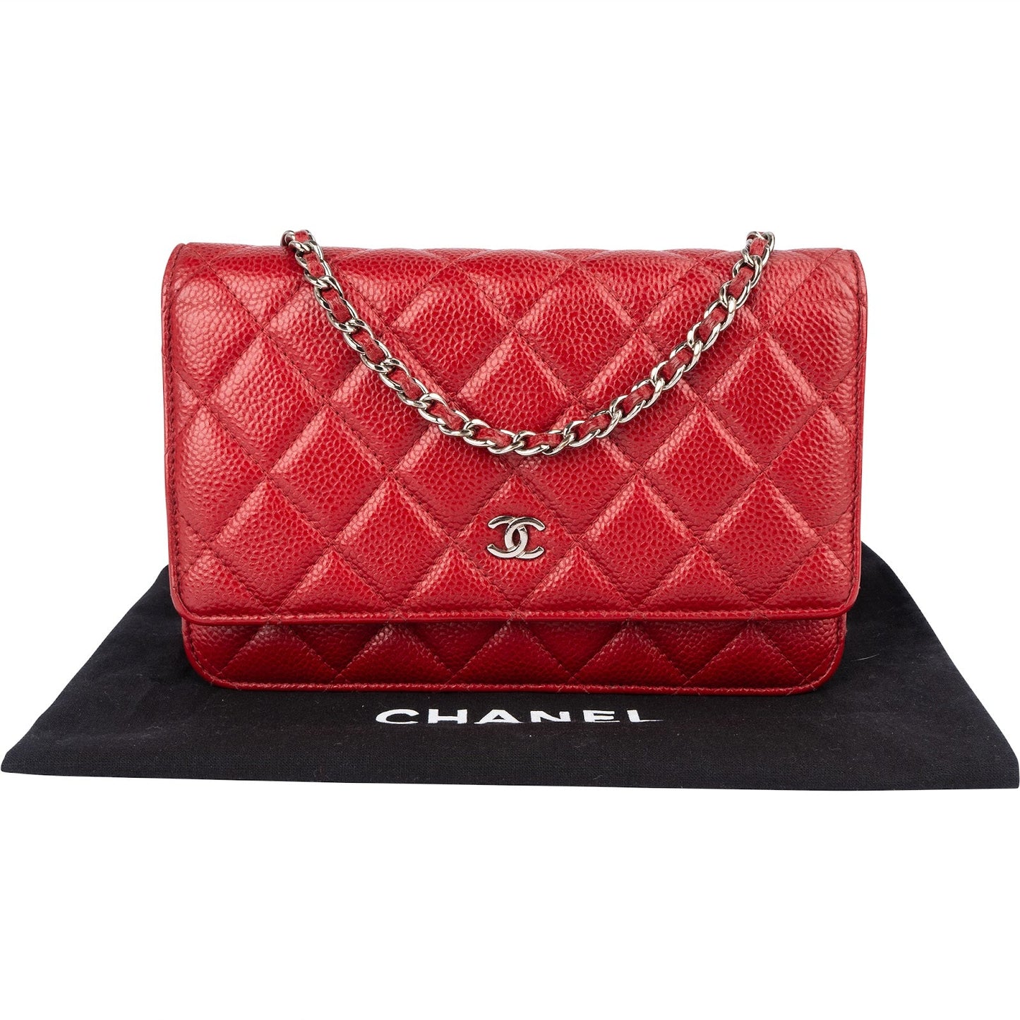 Chanel Quilted Caviar Leather Wallet on Chain Crossbody Bag