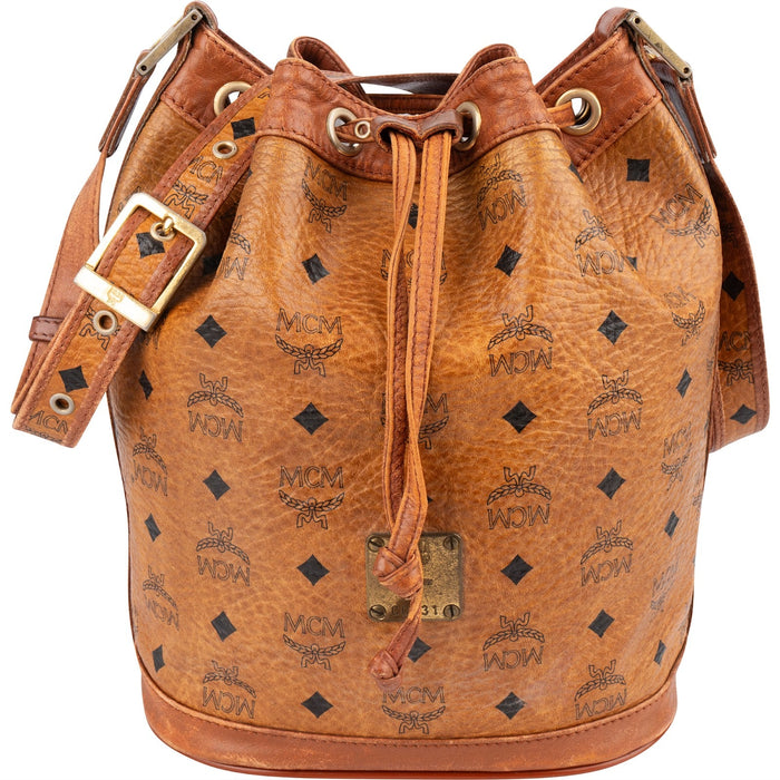 MCM Monogram Visetos Drawstring Bucket Crossbody Bag