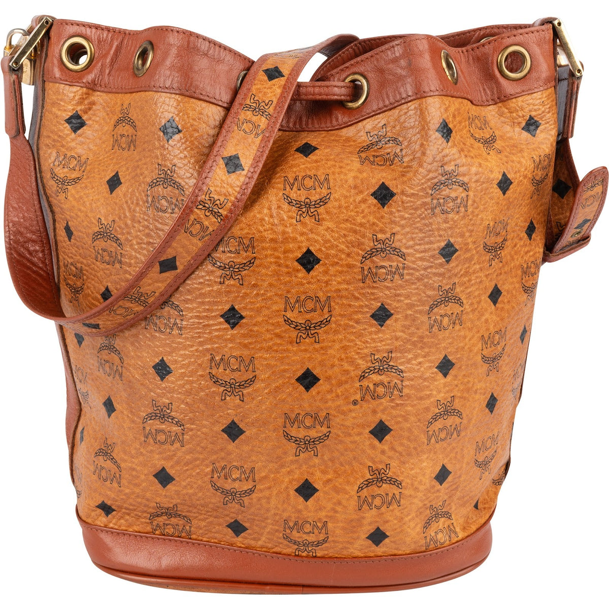 MCM Monogram Visetos Drawstring Bucket Crossbody Bag