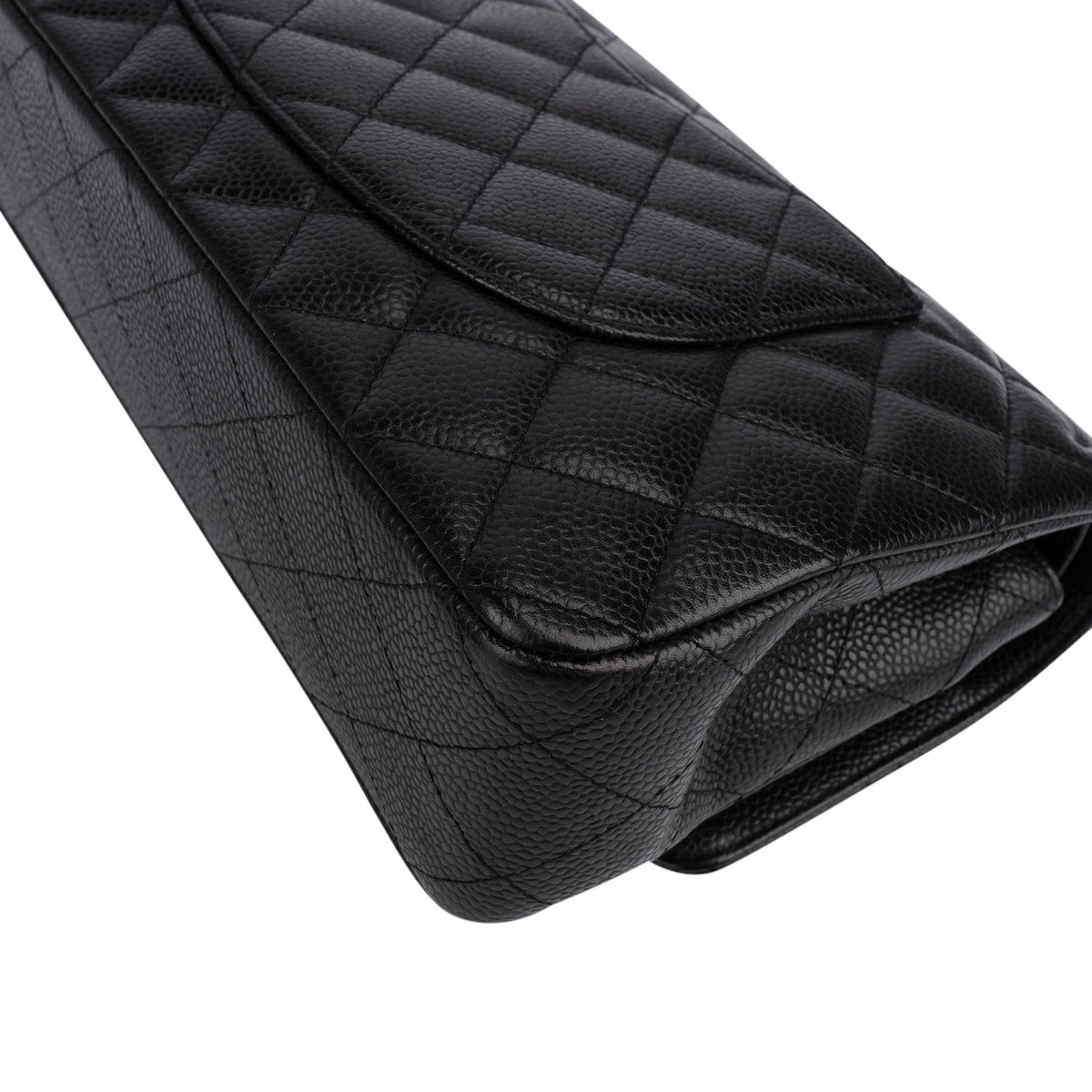 Chanel Quilted Caviar Leather Palladium Medium Double Flap Shoulder Bag