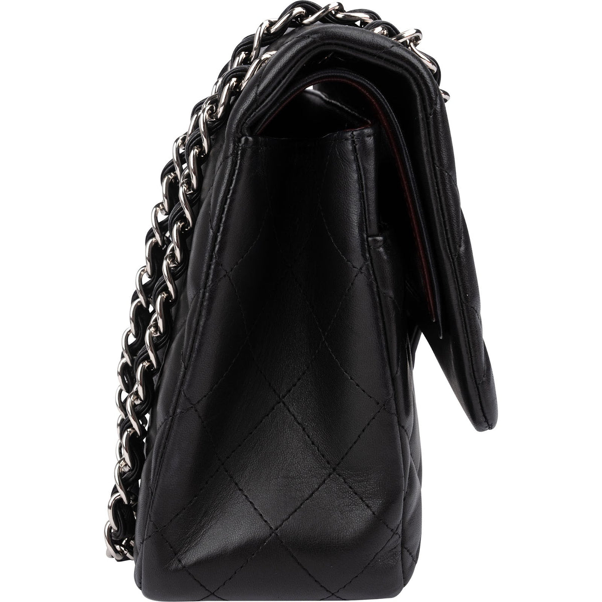 Chanel Quilted Lambskin Palladium Jumbo Double Flap Crossbody Bag