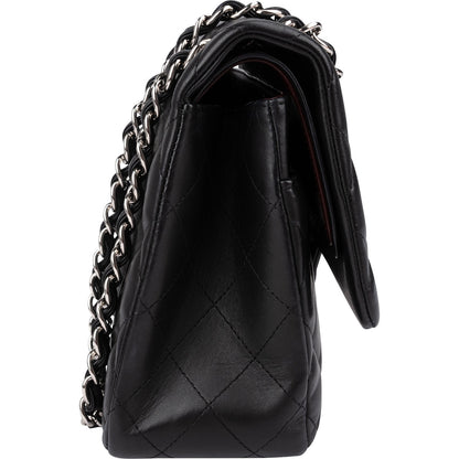 Chanel Quilted Lambskin Palladium Jumbo Double Flap Crossbody Bag