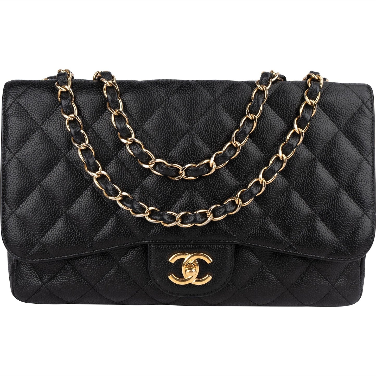 Chanel Quilted Caviar Leather Jumbo Single Flap Crossbody Bag