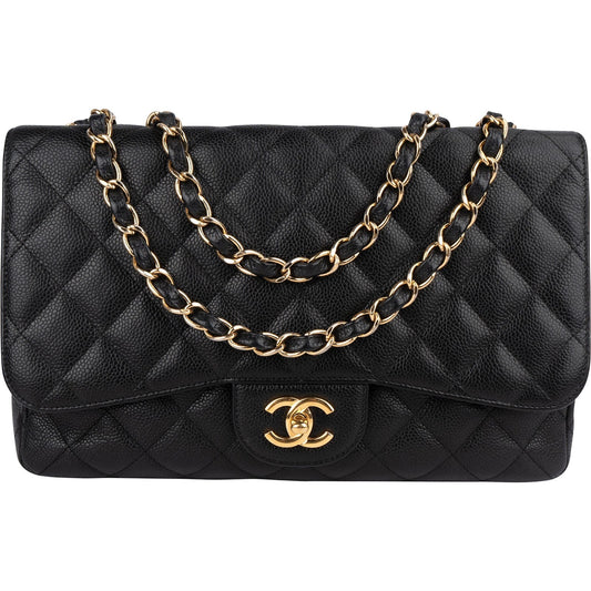 Chanel Quilted Caviar Leather Jumbo Single Flap Crossbody Bag
