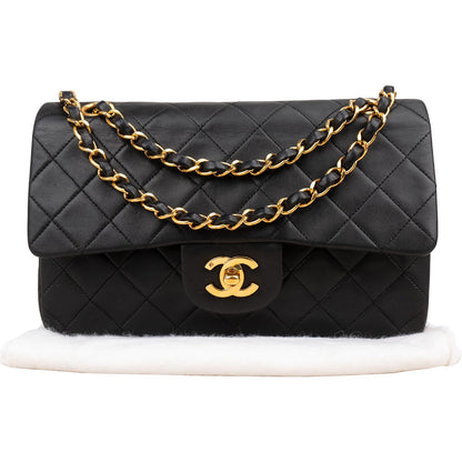 Chanel Quilted Lambskin Small 24K Gold Double Flap Shoulder Bag