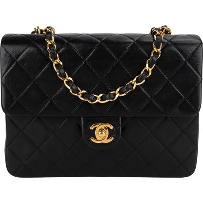 Chanel Quilted Lambskin Rectangular 24K Gold Single Flap Crossbody Bag