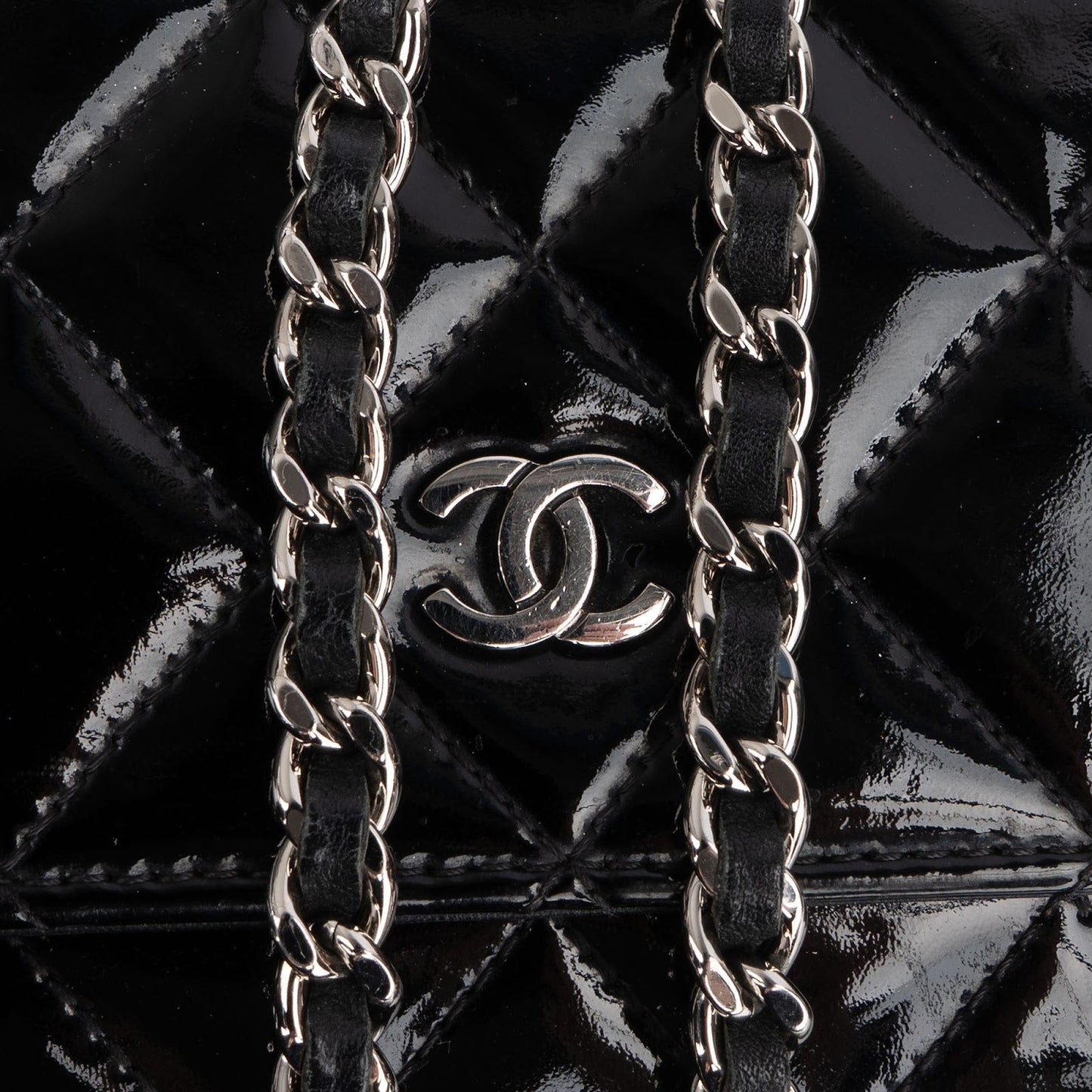Chanel Quilted Patent Leather Wallet on Chain Crossbody Bag