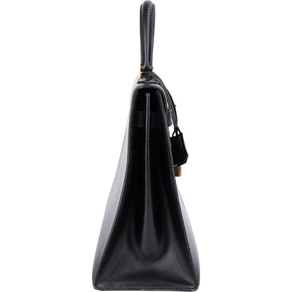 Hermès Noir Box Calf Kelly 32 Sellier Handbag