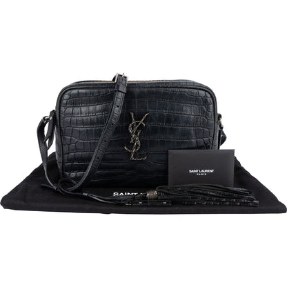 Saint Laurent Croc-Embossed Leather Lou Camera Crossbody Bag