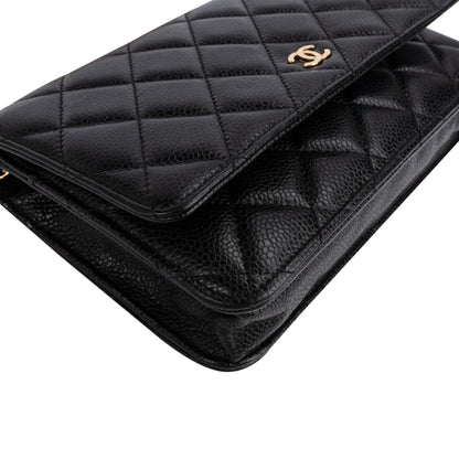 Chanel Quilted Caviar Leather Wallet On Chain Crossbody Bag