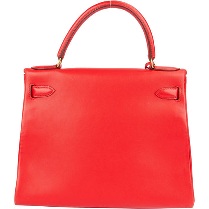 Hermès Rouge Swift Leather Kelly 28 Handbag