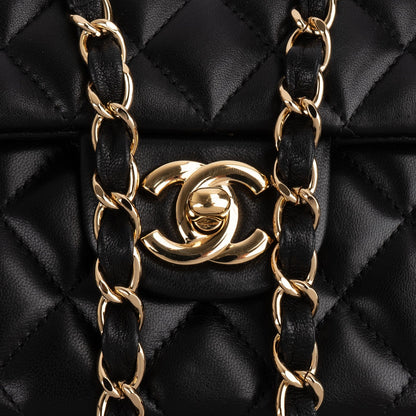 Chanel Quilted Lambskin East West Single Flap Shoulder Bag