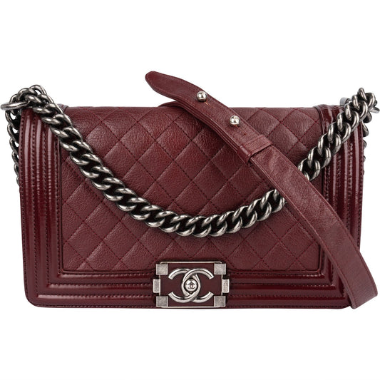 Chanel Quilted Calfskin Medium Boy Single Flap Crossbody Bag