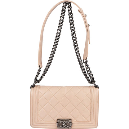 Chanel Quilted Lambskin Boy Single Flap Crossbody Bag