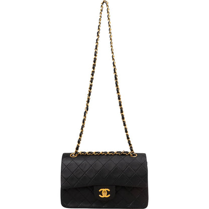 Chanel Quilted Lambskin Small 24K Gold Double Flap Shoulder Bag